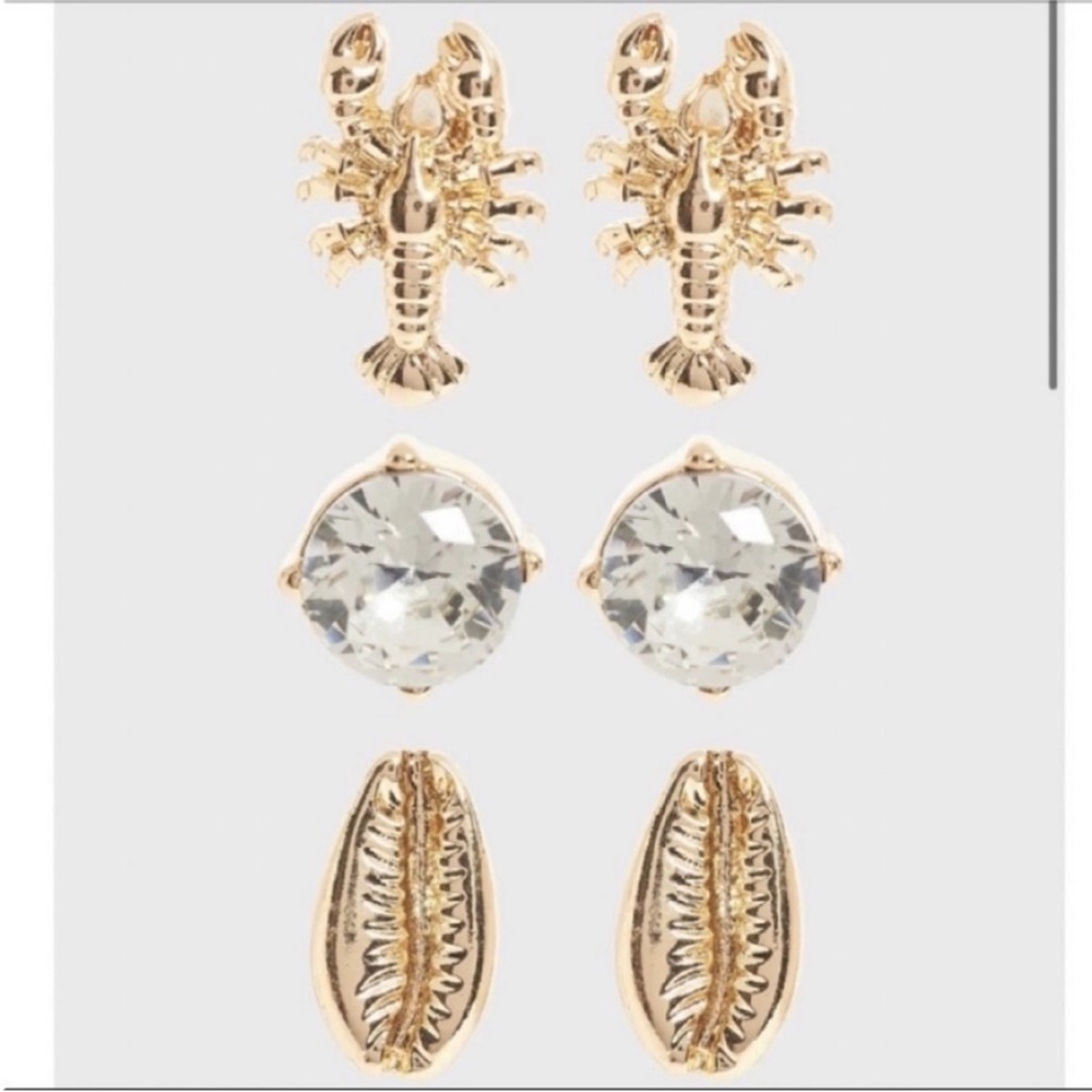 3 pairs Banana Republic gold tone earrings